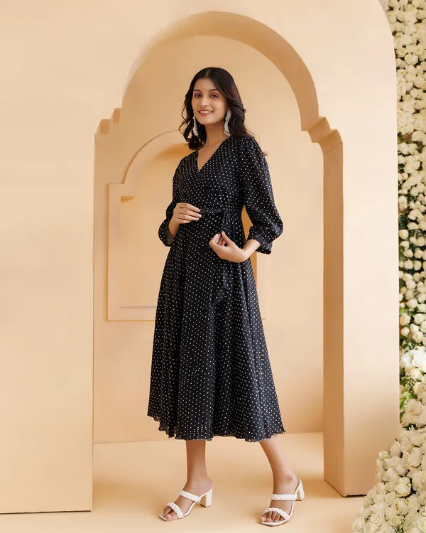 Black_Qala_Polka_Hand_Block_Printed_Angrakha_Dress