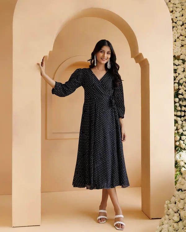 Black_Qala_Polka_Hand_Block_Printed_Angrakha_Dress
