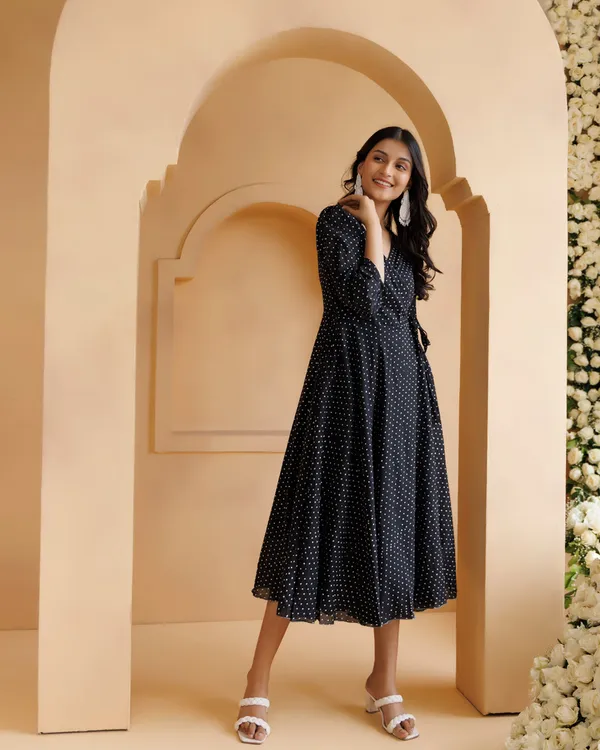 Black_Qala_Polka_Hand_Block_Printed_Angrakha_Dress