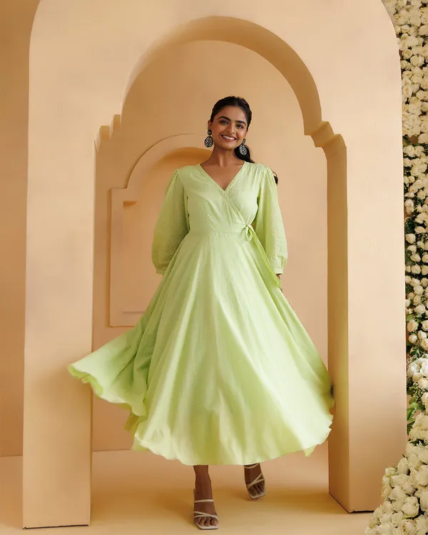 Green_Qala_Pista_Polka_Hand_Block_Printed_Angrakha_Dress