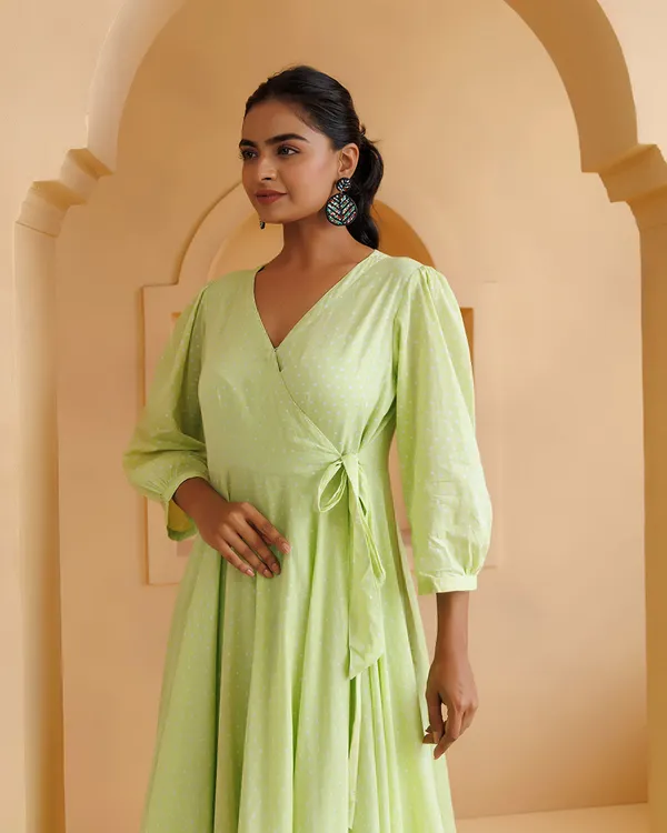 Green_Qala_Pista_Polka_Hand_Block_Printed_Angrakha_Dress