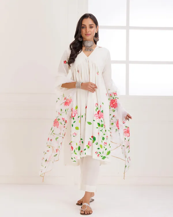 White_Rangreza_Ivory_Handpainted_Gathesuit_Set