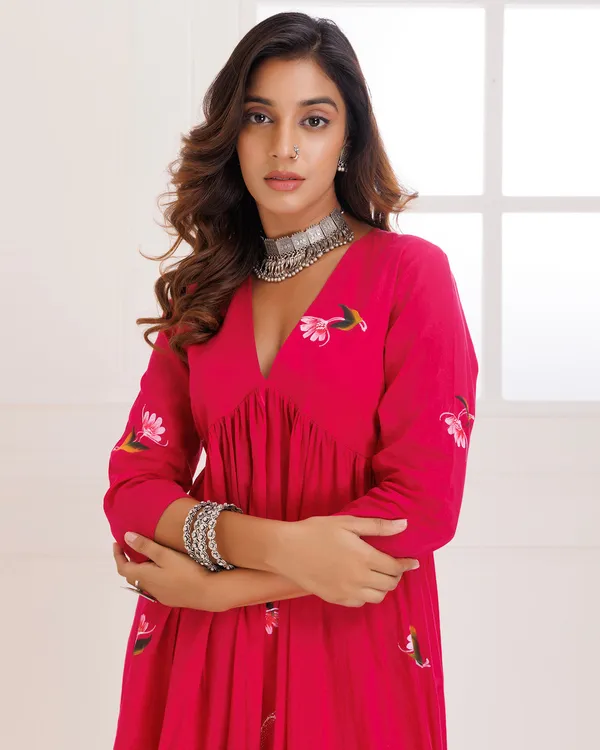 Pink_Rangreza_Magenta_Handpainted_Gathesuit_Set