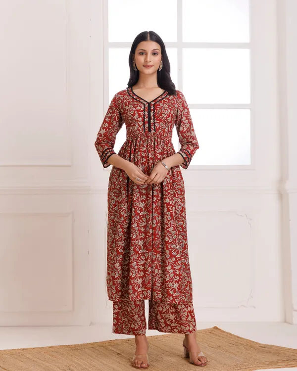 Red_Bagru_Hand_Block_Printed_Cotton_Gathekurta_Pant