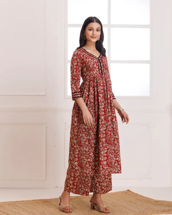 Red_Bagru_Hand_Block_Printed_Cotton_Gathekurta_Pant