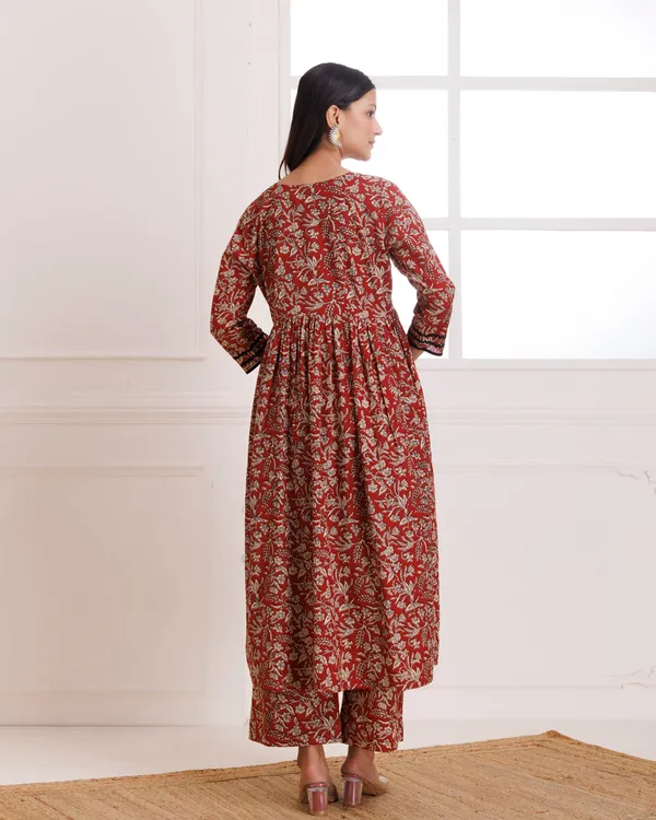 Red_Bagru_Hand_Block_Printed_Cotton_Gathekurta_Pant