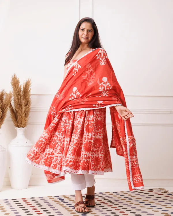 Red_Dabu_Print_Sleeveless_Anarkali_Suit