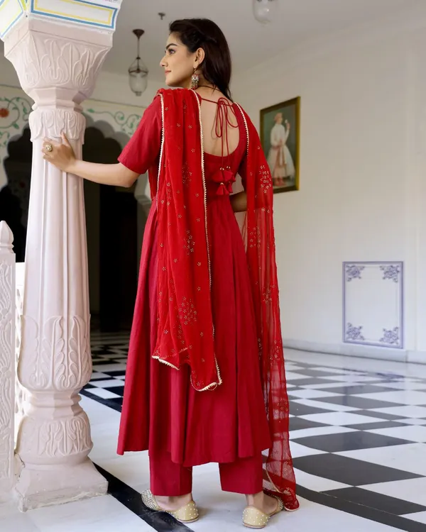 Red_Solid_Anarkali_Suit_With_Dupatta