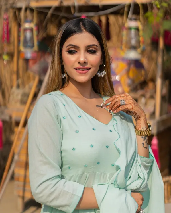 Green_Cotton_Embroideanarkali_Suit