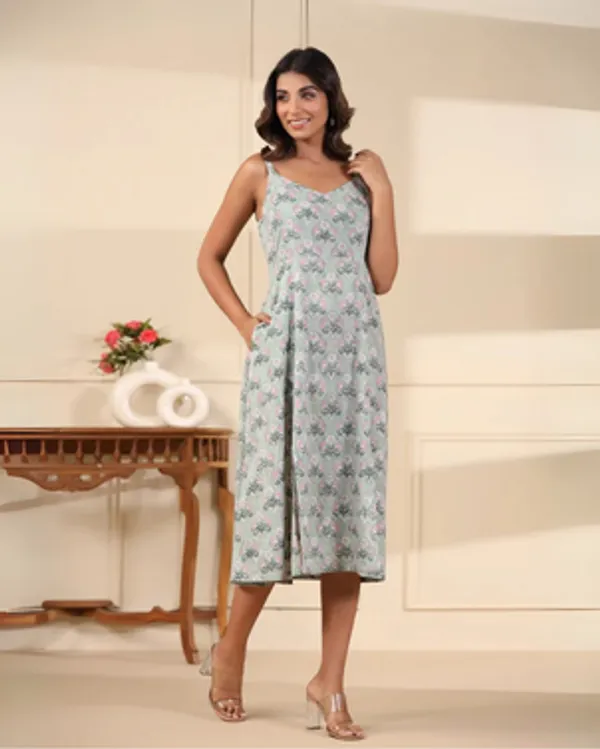 Green_Handblock_Printed_Cotton_Dress