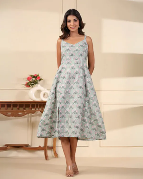 Green_Handblock_Printed_Cotton_Dress