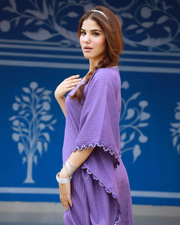 Lavender_Sitara_Violet_Lurex_Kaftan_Set