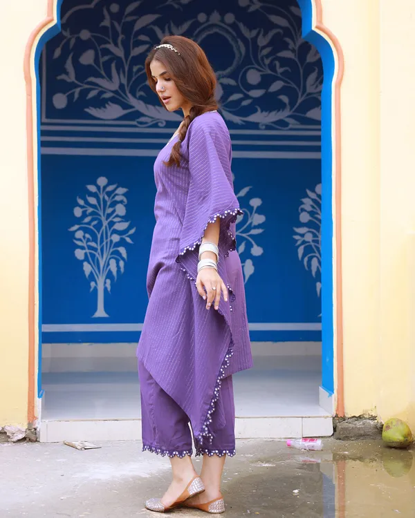 Lavender_Sitara_Violet_Lurex_Kaftan_Set