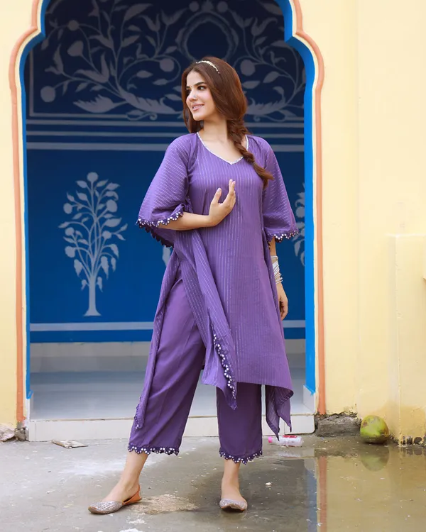 Lavender_Sitara_Violet_Lurex_Kaftan_Set