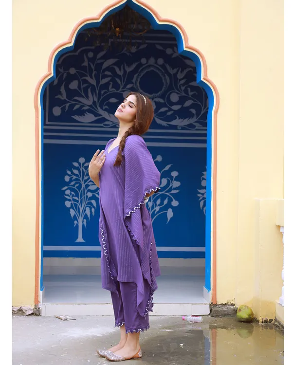 Lavender_Sitara_Violet_Lurex_Kaftan_Set