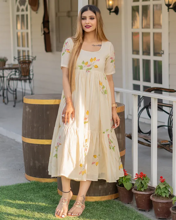 Yellow_Tulip_Block_Print_Mulmul_Midi_Dress