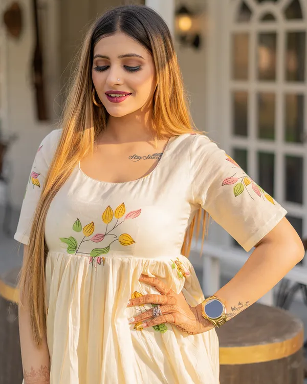 Yellow_Tulip_Block_Print_Mulmul_Midi_Dress