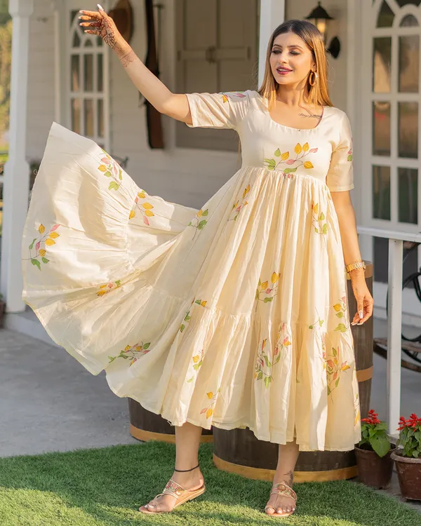 Yellow_Tulip_Block_Print_Mulmul_Midi_Dress
