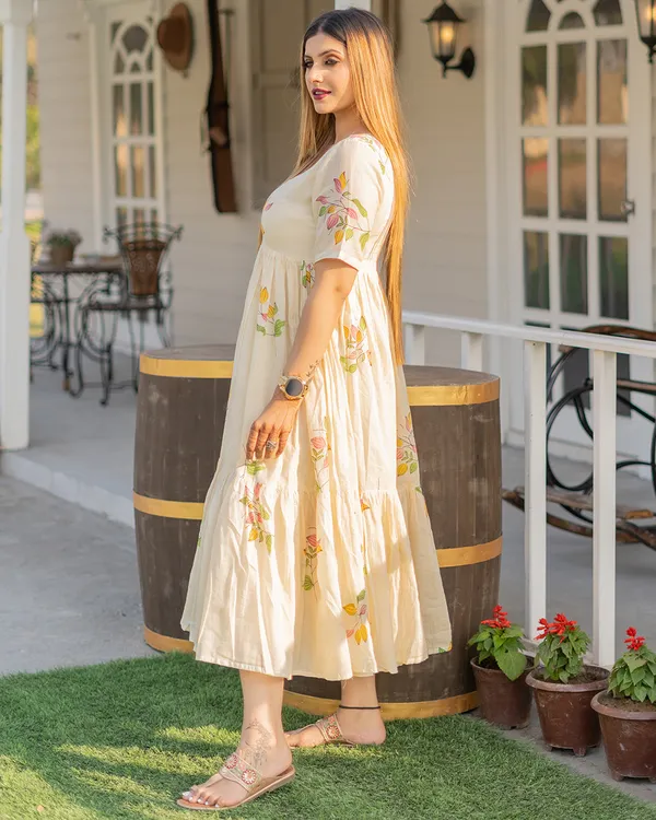 Yellow_Tulip_Block_Print_Mulmul_Midi_Dress