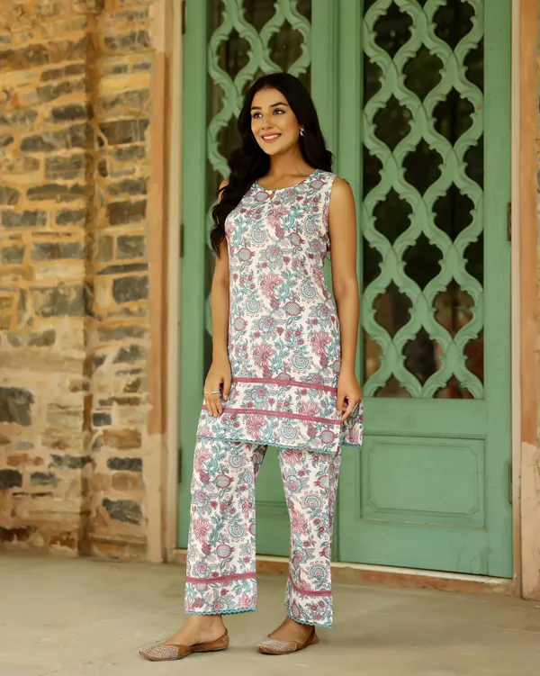 White_Turquoise_Block_Printed_Cotton_Cord_Set