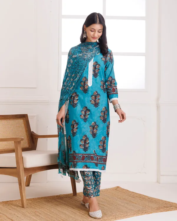 Blue_Turquoise_Hand_Block_Printed_Cotton_Suit_Set