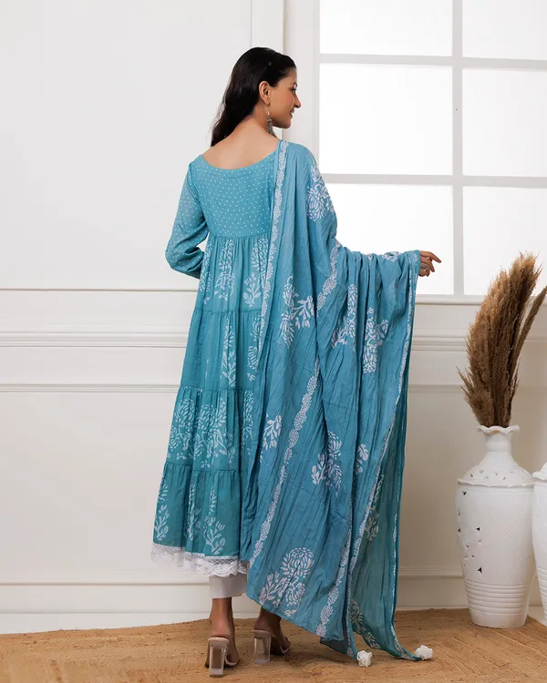 Blue_Turquoise_Handblock_Printed_Cotton_Anarkali_Suit