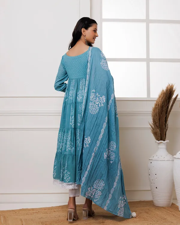 Blue_Turquoise_Handblock_Printed_Cotton_Anarkali_Suit