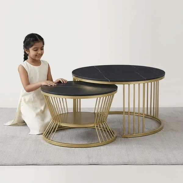 Modern_Nesting_Coffee_Tables_With_Gold_Metal_Frame_And_Black_Marble_Top_(Set_Of_2)