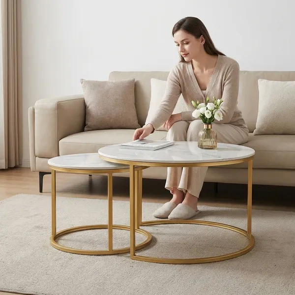 Modern_Living_Room_Nesting_Coffee_Table_Set_-_White_Marble_Top_With_Gold_Metal_Frame_(Set_Of_3)