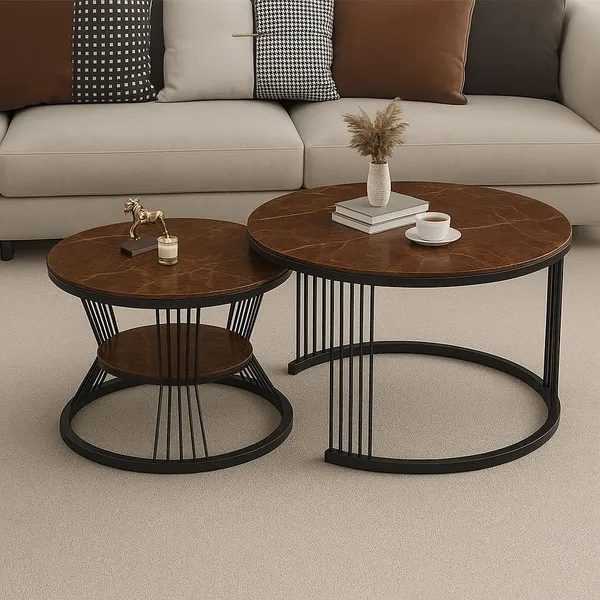 Modern_Round_Nesting_Coffee_Table_Set_With_Metal_Frame_(Set_Of_2)
