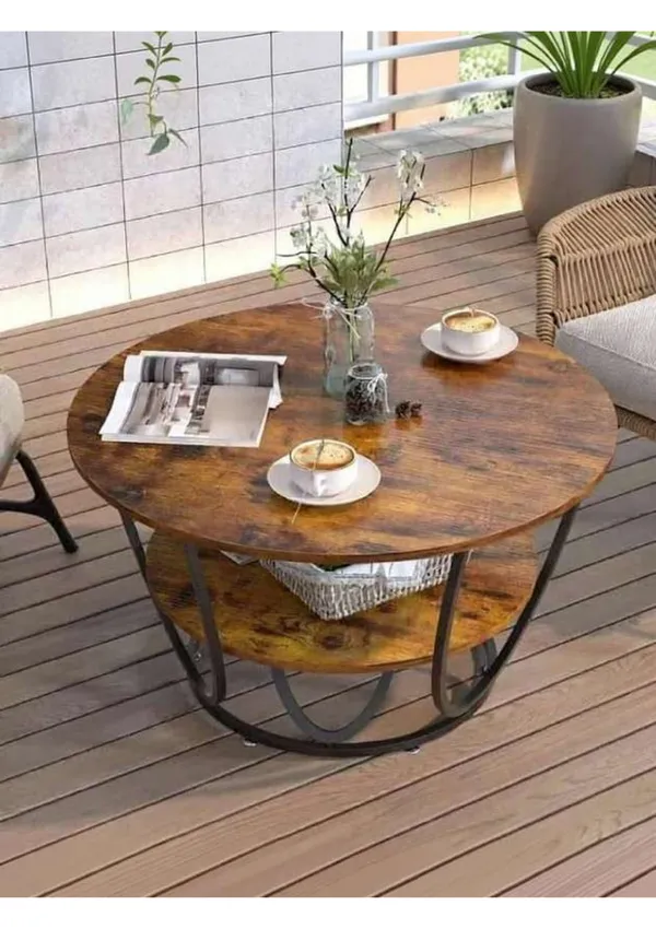 Round_Wooden_Coffee_Table_With_Iron_Frame_And_Storage_Shelf