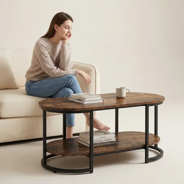 Oval_Coffee_Table_With_Storage_Shelf_-_Rustic_Brown_&_Black_Metal_Frame