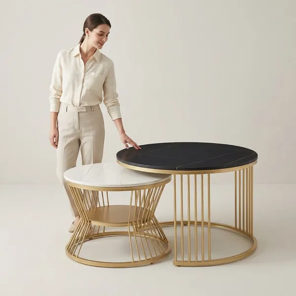 Modern_Geometric_Round_Nesting_Coffee_Table_Set_With_Gold_Metal_Frame_(Set_Of_2)