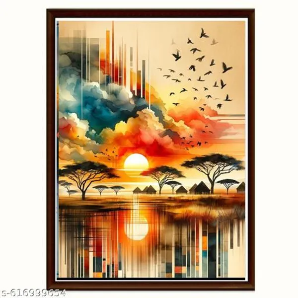 Tropical_Sunset_Wall_Art_Set_Of_3_African_Safaris_Beach_Landscape_Canvas_Prints_Modern_Home_Decor_With_Brown_Frame