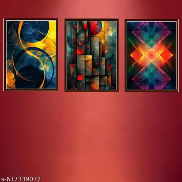 Modern_Abstract_Wall_Art_Set_Of_3_Geometric_Canvas_Prints_With_Brown_Frame_Contemporary_Wall_Decor_For_Living_Room_Bedroom_Office
