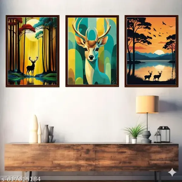 Deer_Wall_Art_Set_Of_3_Forest_Sunset_Natures_Canvas_Prints_Modern_Framed_Paintings_For_Living_Room_Home_Decor