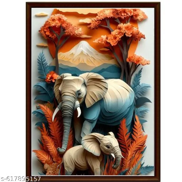 Elephant_Safarii_Wall_Art_Set_Of_3_Orange_Blue_Natures_Scene_Framed_Paper_Art_Paintings_For_Living_Room_Modern_Home_Decor