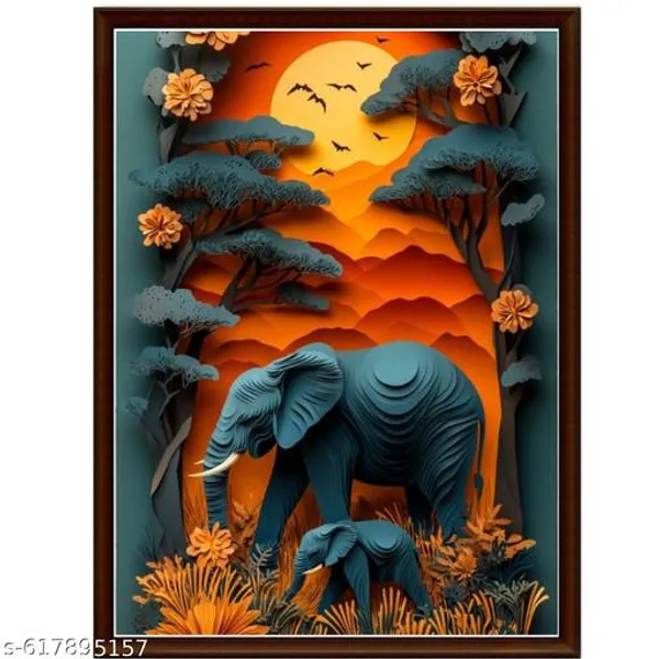 Elephant_Safarii_Wall_Art_Set_Of_3_Orange_Blue_Natures_Scene_Framed_Paper_Art_Paintings_For_Living_Room_Modern_Home_Decor