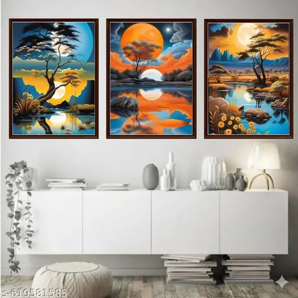 Sunset_Mountain_Wall_Art_Set_Of_3_Frames_Framed_Natures_Landscape_Canvas_Prints_Scenic_Skys_River_Paintings_For_Living_Room_Bedroom_Office_Decor