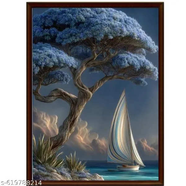 Coastal_Paradise_Wall_Art_Set_Of_3_Beach_Sailboat_Canvas_Frames_Blue_Tree_Seascape_Framed_Wall_Decor_For_Living_Room_Bedroom