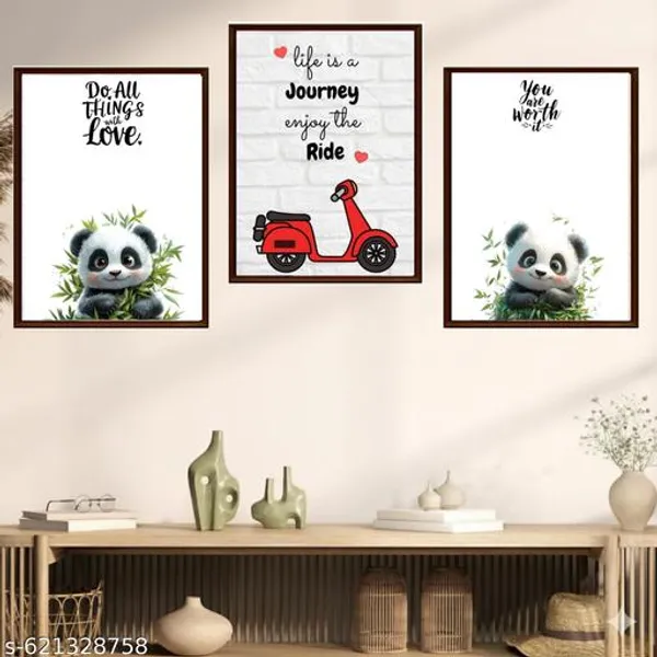 Motivational_Wall_Art_Set_Of_3_Panda_Scooter_Quote_Frames_Inspirational_Framed_Prints_For_Home_Office_Study_Room_Decor