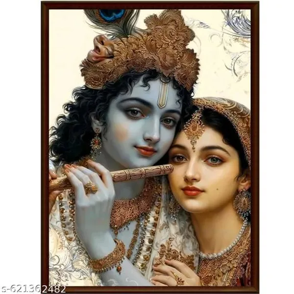 Radha_Krishna_Wall_Art_Frame_Set_Framed_Canvas_Print_Gold_Turquoise_Spiritual_Wall_Hanging_Indian_Mythology_Home_Decor