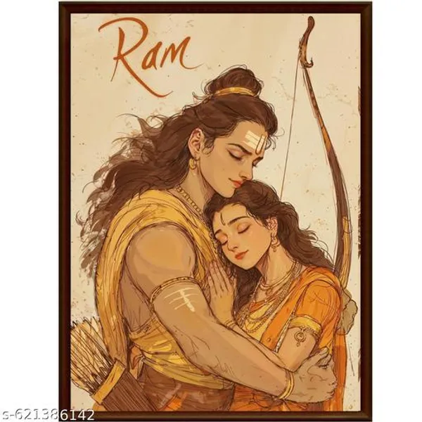 Indian_Mythology_Wall_Art_Set_Of_3_Traditional_Epic_Scene_Framed_Prints_Orange_Brown_Cultural_Canvas_Decor_For_Home_Office