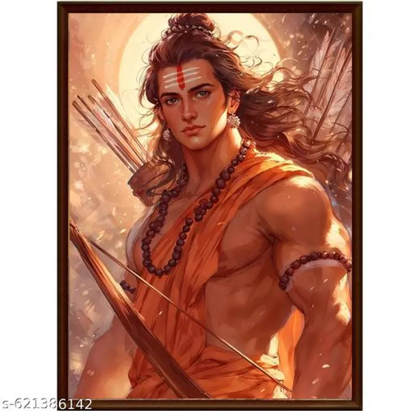 Indian_Mythology_Wall_Art_Set_Of_3_Traditional_Epic_Scene_Framed_Prints_Orange_Brown_Cultural_Canvas_Decor_For_Home_Office