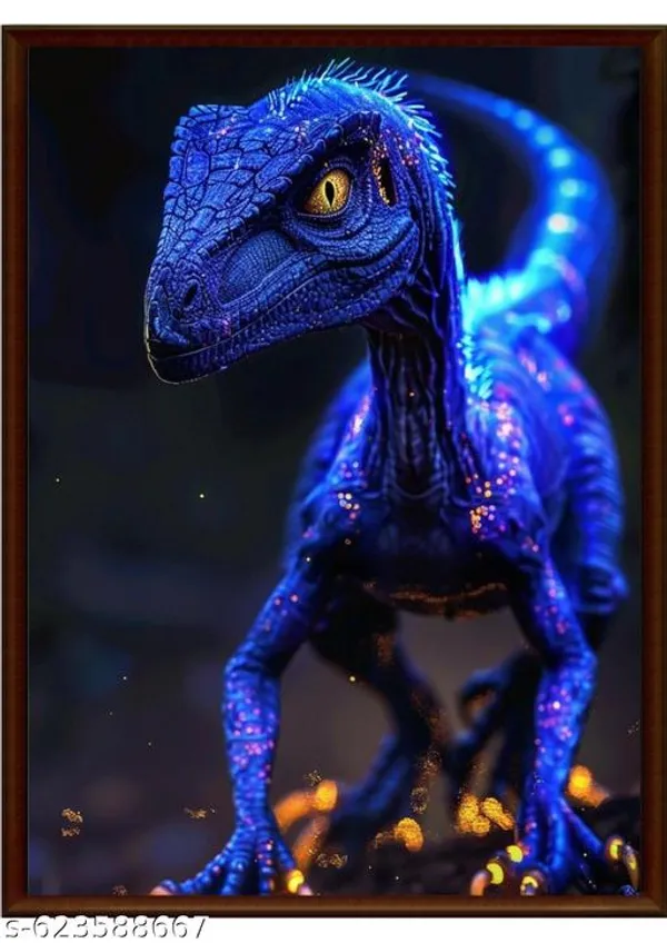 Dinosaur_Wall_Art_Set_Of_3_Fantasy_Night_Scene_Canvas_Prints_Kids_Room_Framed_Pictures_For_Home_Decor