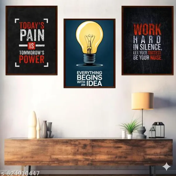 Motivational_Wall_Art_Set_Of_3_Frames_Office_Quote_Canvas_Prints_Work_Hard_Today_S_Pain_Idea_Posters_Framed_Inspirational_Home_Office_Decor