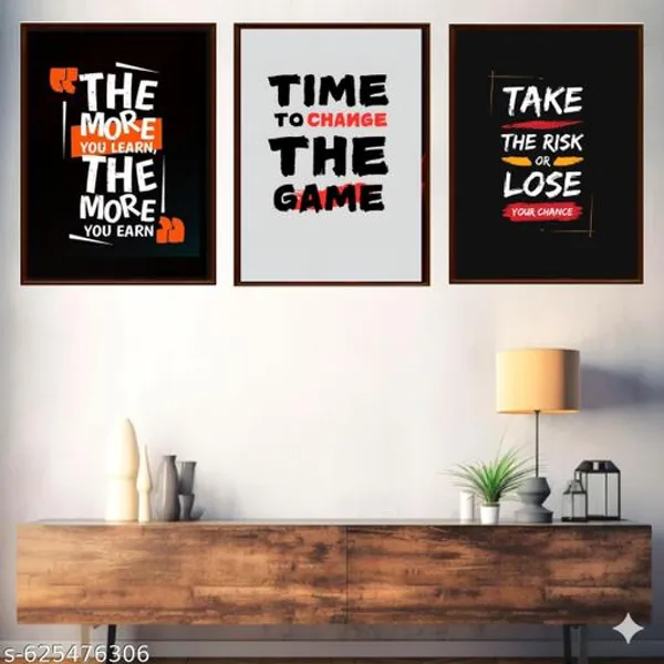 Motivational_Wall_Art_Set_Of_3_Frames_Take_The_Risk_Quote_Posters_Black_Orange_Canvas_Prints_Framed_Office_Gym_Home_Wall_Decor