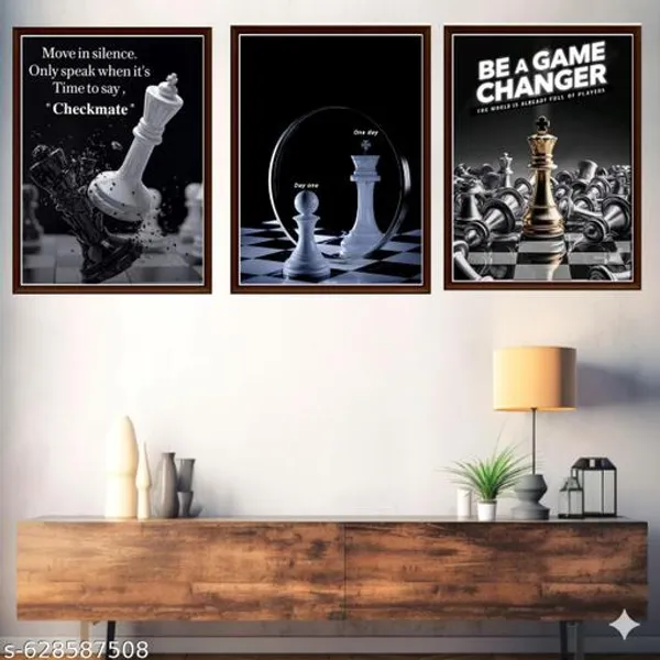 Motivational_Chess_Wall_Art_Set_Of_3_Frames_Game_Changer_Canvas_Frames_In_Black_Gold_White_Modern_Strategy_Wall_Decor_For_Home_Office