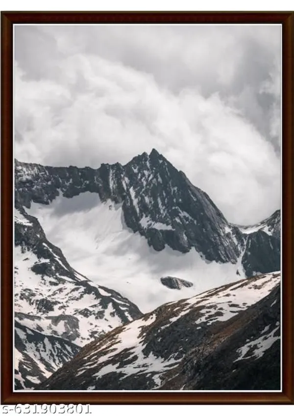 Snow_Mountain_Wall_Art_Set_Of_3_Frames_Framed_Natures_Landscape_Canvas_Prints_Brown_Frame_Living_Room_Decor