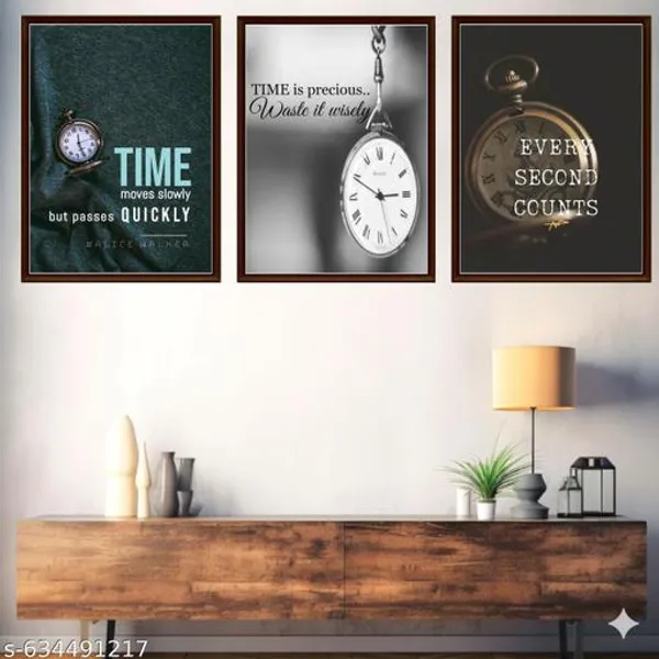 Time_Quotes_Wall_Art_Set_Of_3_Frames_Vintage_Clock_Black_White_Posters_Motivational_Framed_Canvas_Prints_For_Home_Office_Decor